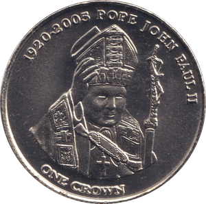 2005 ONE CROWN POPE JOHN PAUL II TRISTAN DA CUNHA - WORLD COINS - Cambridgeshire Coins