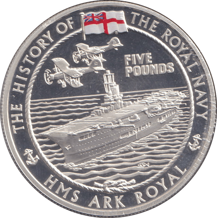 2005 PROOF SILVER FIVE POUNDS - HMS ARK ROYAL - Silver Proof - Cambridgeshire Coins