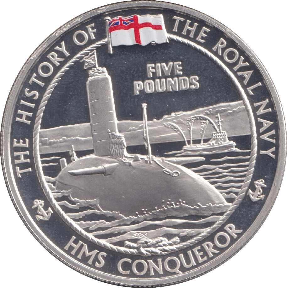 2005 PROOF SILVER FIVE POUNDS - HMS CONQUEROR - Silver Proof - Cambridgeshire Coins