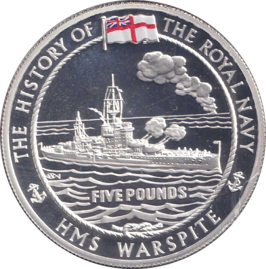 2005 PROOF SILVER FIVE POUNDS- HMS WARSPITE - Silver Proof - Cambridgeshire Coins