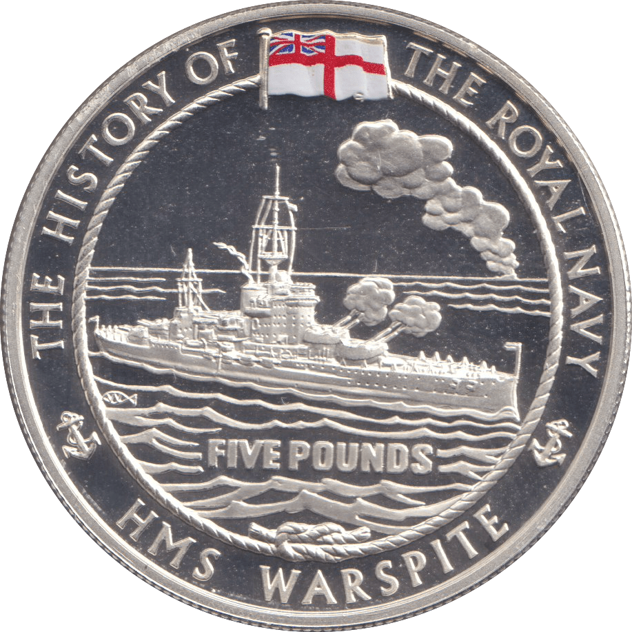 2005 PROOF SILVER FIVE POUNDS - HMS WARSPITE - Silver Proof - Cambridgeshire Coins