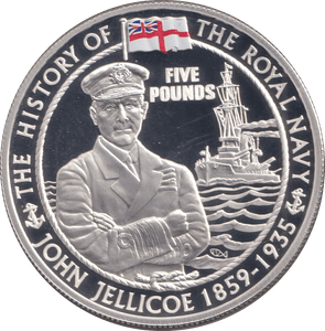 2005 PROOF SILVER FIVE POUNDS- JOHN JELLICOE - Silver Proof - Cambridgeshire Coins