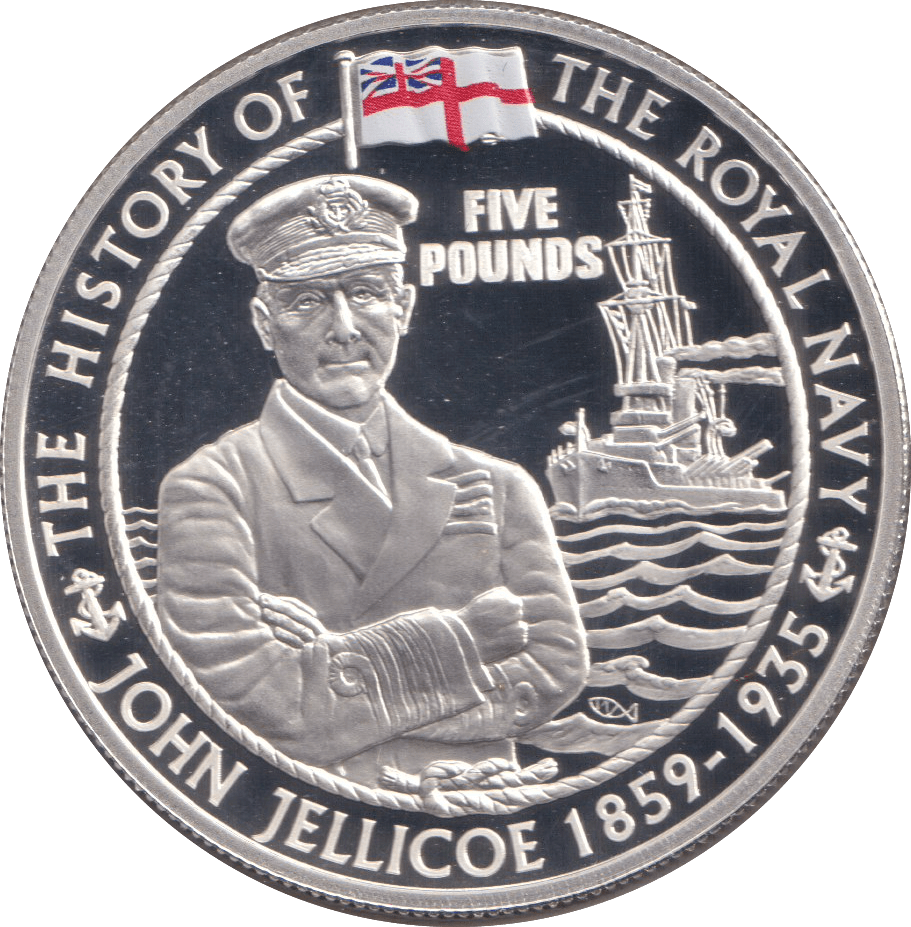 2005 PROOF SILVER FIVE POUNDS- JOHN JELLICOE - Silver Proof - Cambridgeshire Coins