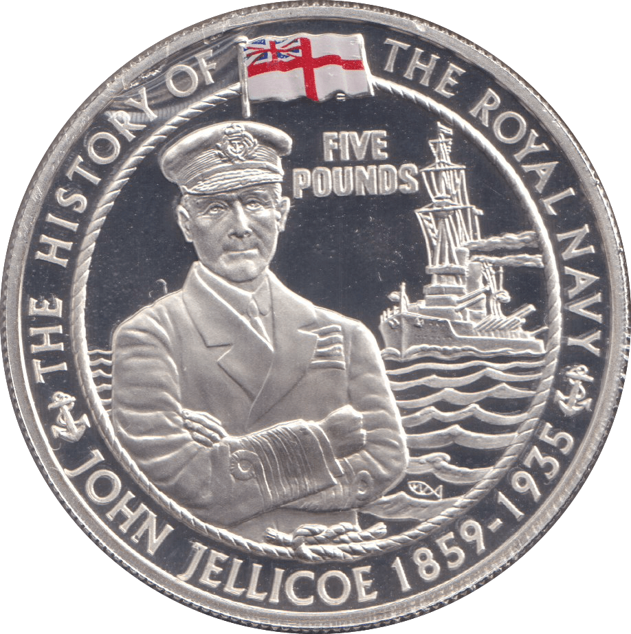 2005 PROOF SILVER FIVE POUNDS - JOHN JELLICOE - Silver Proof - Cambridgeshire Coins