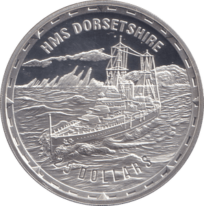 2005 SILVER PROOF 25 DOLLAR HMS DORSETSHIRE SOLOMON ISLANDS - SILVER WORLD COINS - Cambridgeshire Coins