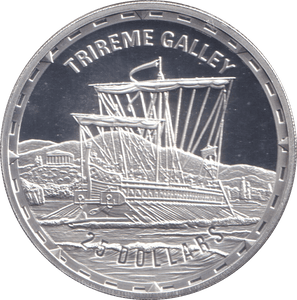 2005 SILVER PROOF 25 DOLLAR TRIREME GALLEY SOLOMON ISLANDS - SILVER WORLD COINS - Cambridgeshire Coins
