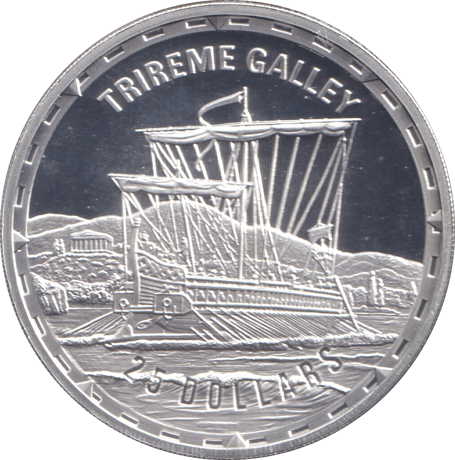 2005 SILVER PROOF 25 DOLLAR TRIREME GALLEY SOLOMON ISLANDS - SILVER WORLD COINS - Cambridgeshire Coins