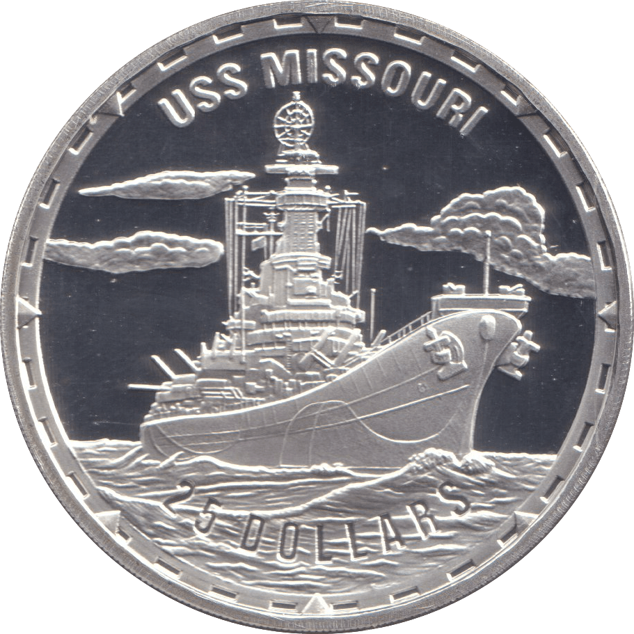 2005 SILVER PROOF 25 DOLLAR USS MISSOURI - SILVER WORLD COINS - Cambridgeshire Coins
