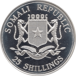 2005 SILVER PROOF 25 SHILLING REPUBLIC OF SOMALIA - SILVER WORLD COINS - Cambridgeshire Coins