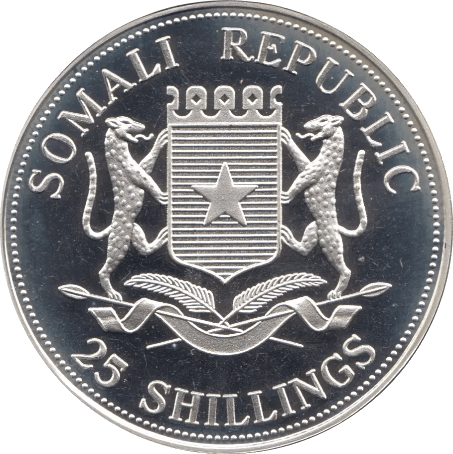 2005 SILVER PROOF 25 SHILLING REPUBLIC OF SOMALIA - SILVER WORLD COINS - Cambridgeshire Coins