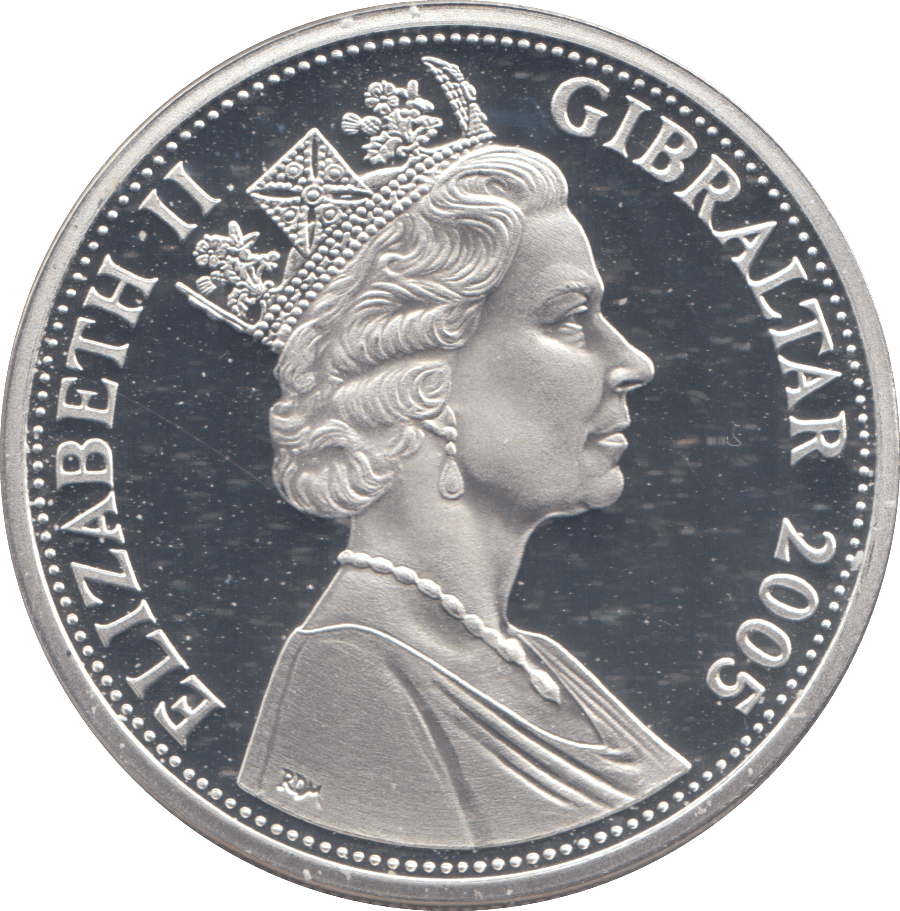 2005 SILVER PROOF 5 POUND COIN GIBRALTAR - SILVER WORLD COINS - Cambridgeshire Coins
