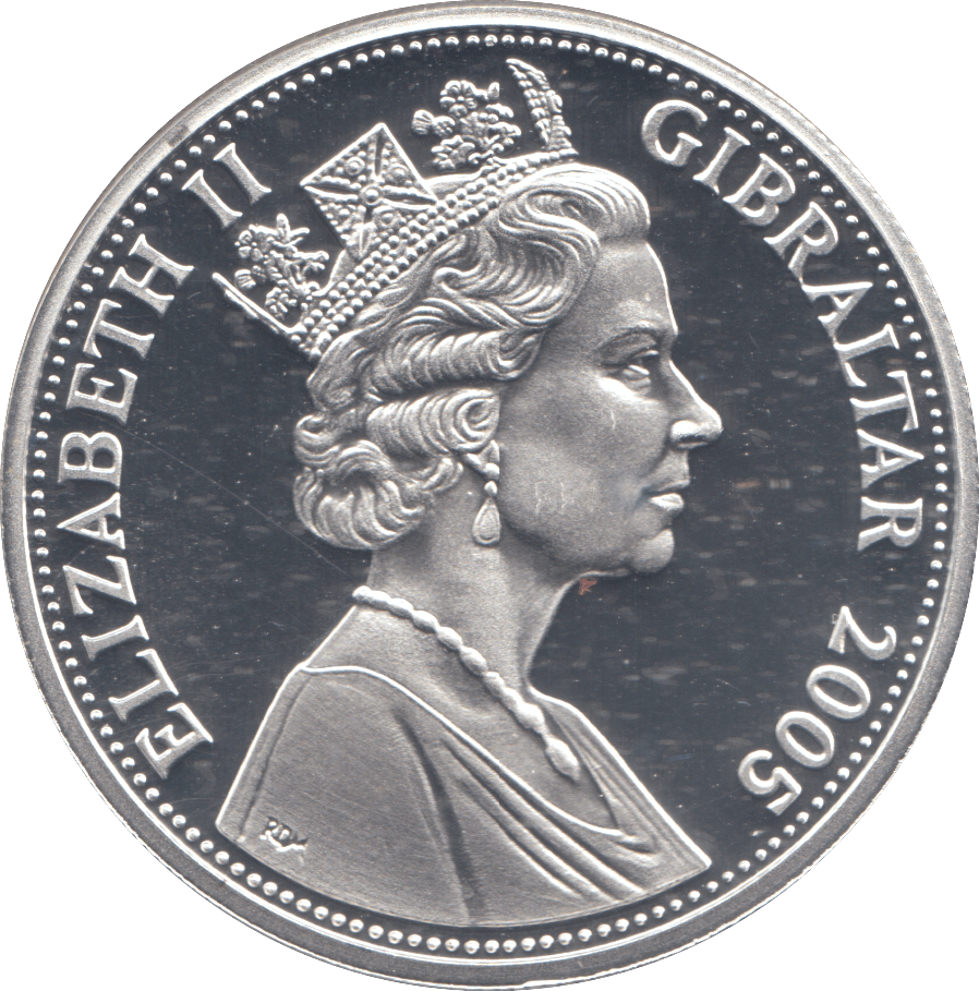 2005 SILVER PROOF 5 POUND COIN GIBRALTAR - SILVER WORLD COINS - Cambridgeshire Coins