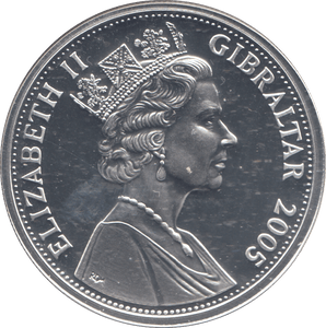 2005 SILVER PROOF 5 POUND COIN GIBRALTAR - SILVER WORLD COINS - Cambridgeshire Coins