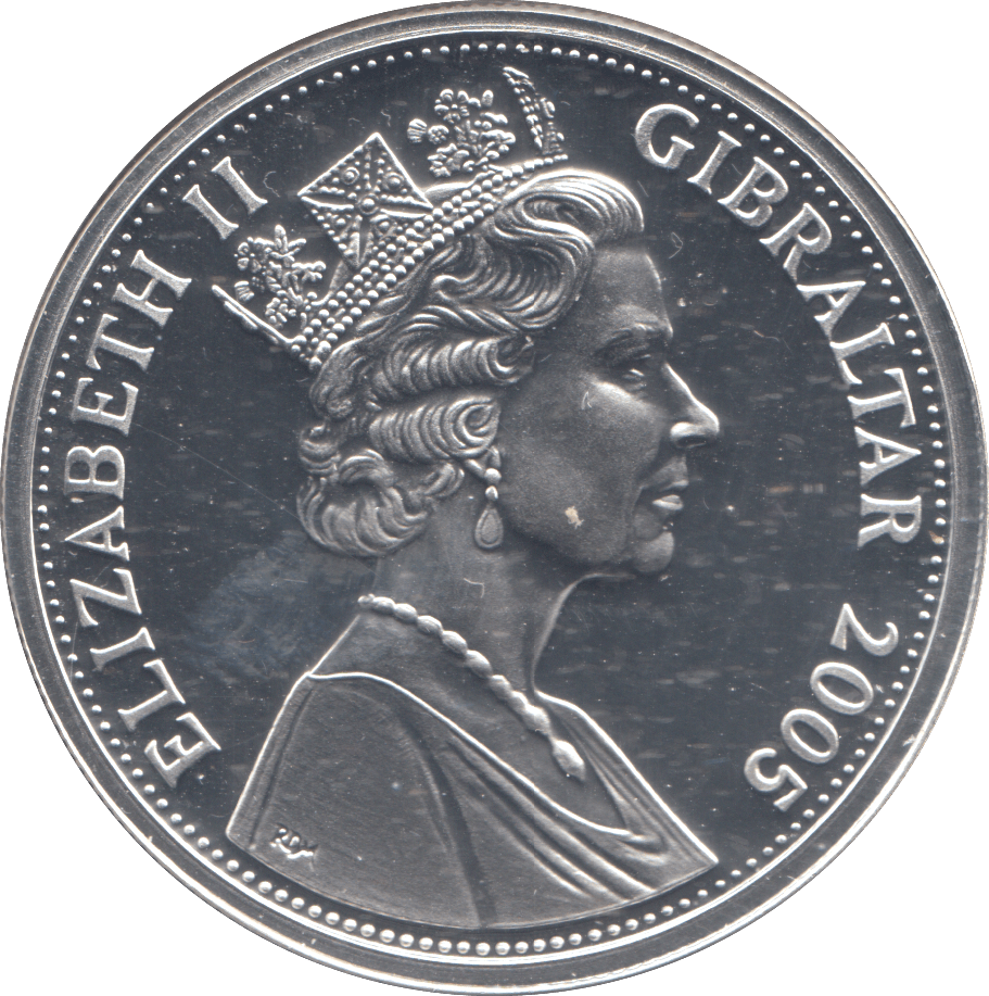 2005 SILVER PROOF 5 POUND COIN GIBRALTAR - SILVER WORLD COINS - Cambridgeshire Coins