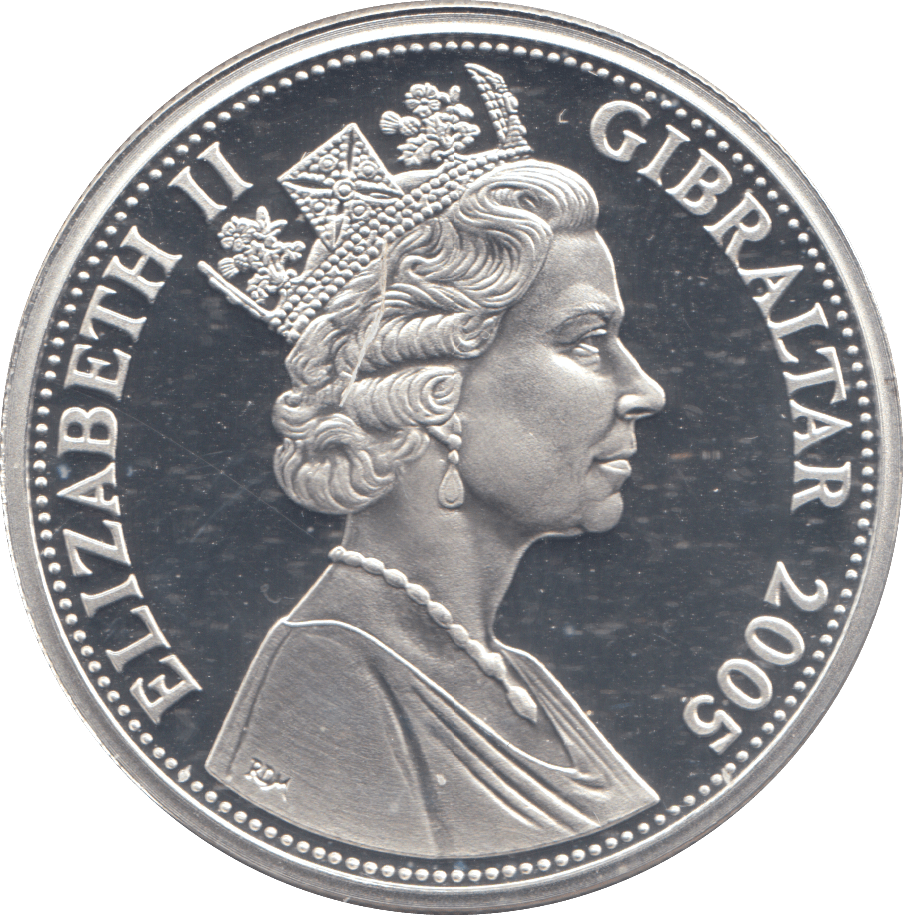 2005 SILVER PROOF 5 POUND COIN GIBRALTAR - SILVER WORLD COINS - Cambridgeshire Coins