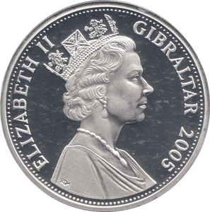 2005 SILVER PROOF 5 POUND COIN GIBRALTAR - SILVER WORLD COINS - Cambridgeshire Coins