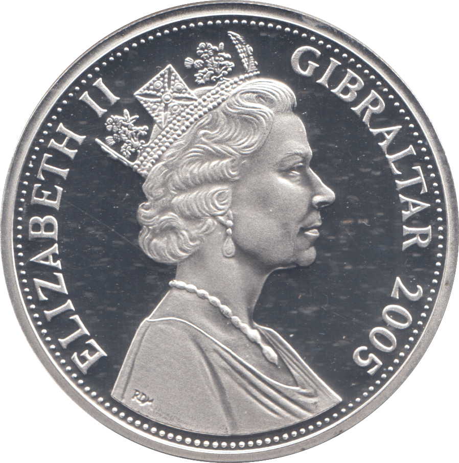2005 SILVER PROOF 5 POUND COIN GIBRALTAR - SILVER WORLD COINS - Cambridgeshire Coins