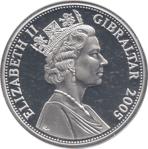 2005 SILVER PROOF 5 POUND COIN GIBRALTAR - SILVER WORLD COINS - Cambridgeshire Coins