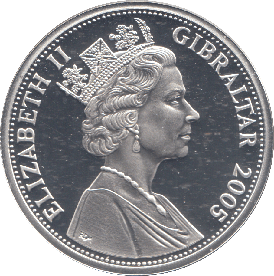 2005 SILVER PROOF 5 POUND COIN GIBRALTAR - SILVER WORLD COINS - Cambridgeshire Coins
