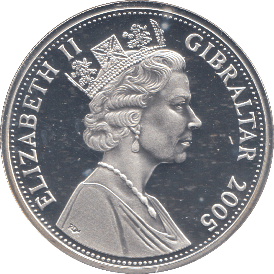 2005 SILVER PROOF 5 POUND COIN GIBRALTAR - SILVER WORLD COINS - Cambridgeshire Coins