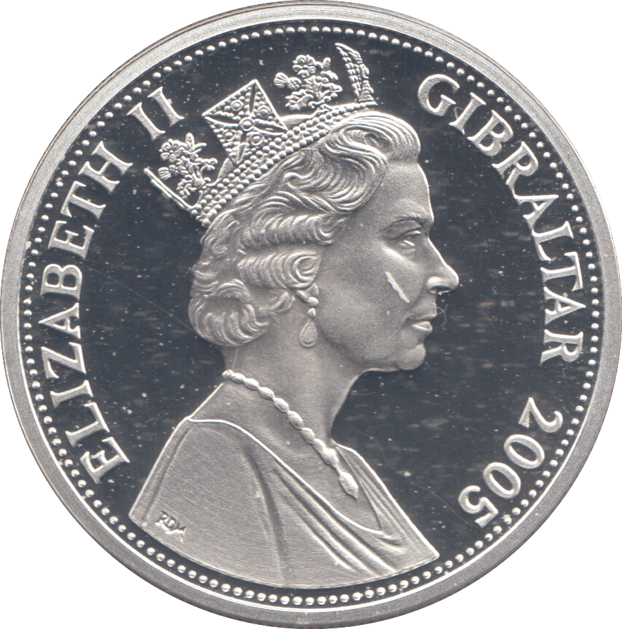 2005 SILVER PROOF 5 POUND COIN GIBRALTAR - SILVER WORLD COINS - Cambridgeshire Coins