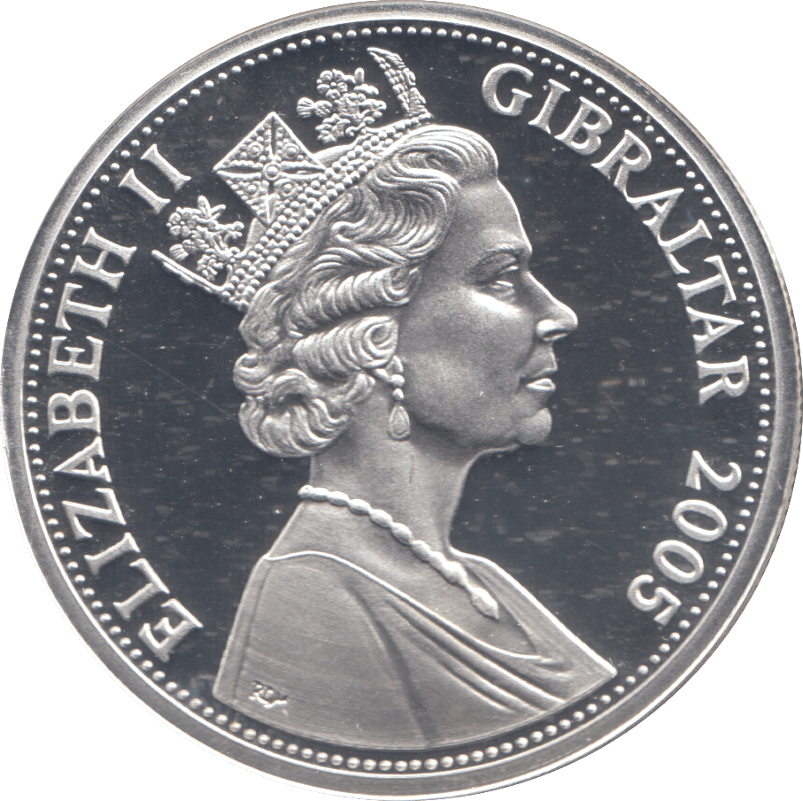 2005 SILVER PROOF 5 POUND COIN GIBRALTAR - SILVER WORLD COINS - Cambridgeshire Coins