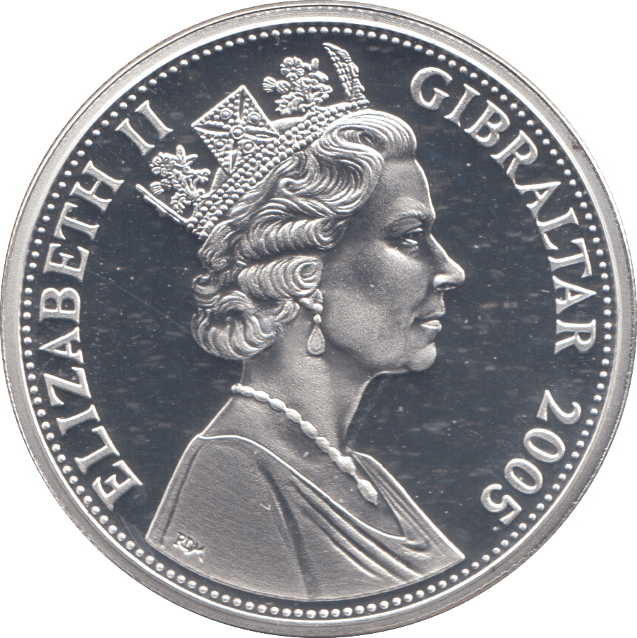 2005 SILVER PROOF 5 POUND COIN GIBRALTAR - SILVER WORLD COINS - Cambridgeshire Coins