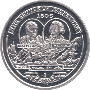 2005 SILVER PROOF BATTLE OF TRAFALGAR COMMEMORATIVE CROWN ISLE OF MAN - SILVER WORLD COINS - Cambridgeshire Coins