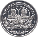 2005 SILVER PROOF BATTLE OF TRAFALGAR COMMEMORATIVE CROWN ISLE OF MAN - SILVER WORLD COINS - Cambridgeshire Coins