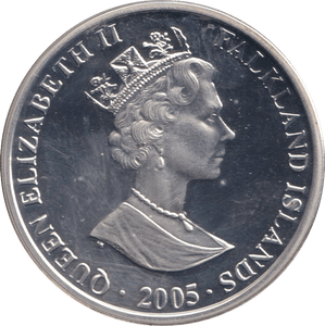 2005 SILVER PROOF CROWN FALKLAND ISLANDS - SILVER WORLD COINS - Cambridgeshire Coins