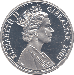 2005 SILVER PROOF FIVE POUND COIN GIBRALTAR - SILVER WORLD COINS - Cambridgeshire Coins