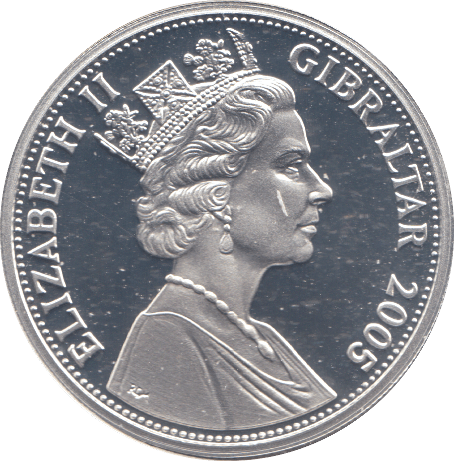 2005 SILVER PROOF FIVE POUND COIN GIBRALTAR - SILVER WORLD COINS - Cambridgeshire Coins