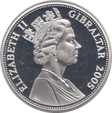 2005 SILVER PROOF FIVE POUNDS BATTLE OF TRAFALGAR COMMEMORATIVE GIBRALTAR - SILVER WORLD COINS - Cambridgeshire Coins