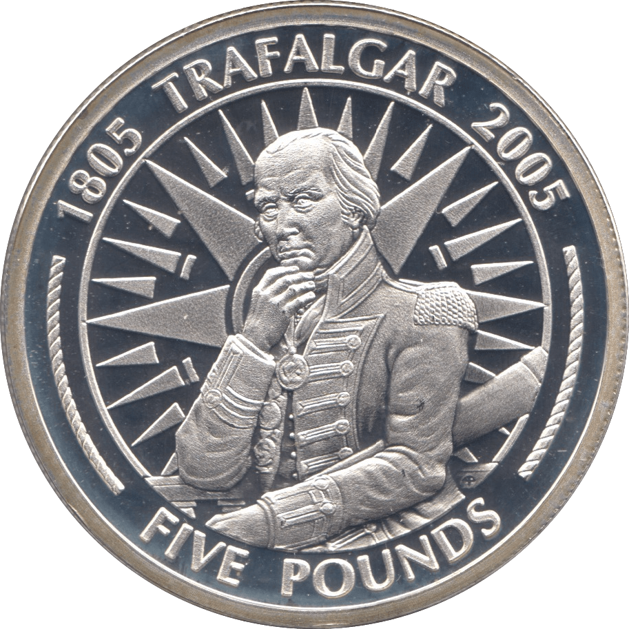 2005 SILVER PROOF FIVE POUNDS GIBRALTAR Ref. 1 - SILVER WORLD COINS - Cambridgeshire Coins