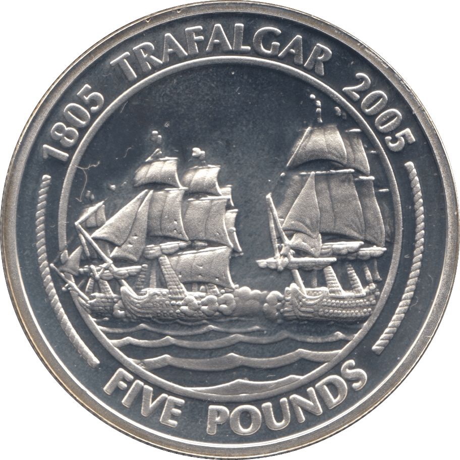 2005 SILVER PROOF FIVE POUNDS GIBRALTAR Ref. 2 - SILVER WORLD COINS - Cambridgeshire Coins