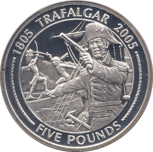 2005 SILVER PROOF FIVE POUNDS GIBRALTAR Ref. 3 - SILVER WORLD COINS - Cambridgeshire Coins