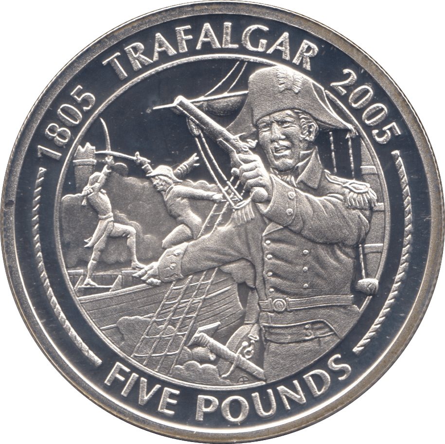 2005 SILVER PROOF FIVE POUNDS GIBRALTAR Ref. 3 - SILVER WORLD COINS - Cambridgeshire Coins