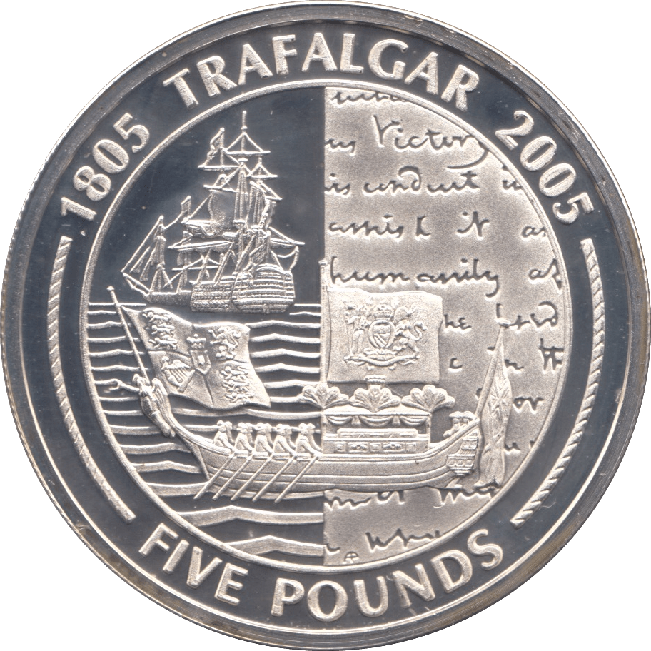 2005 SILVER PROOF FIVE POUNDS GIBRALTAR Ref. 4 - SILVER WORLD COINS - Cambridgeshire Coins