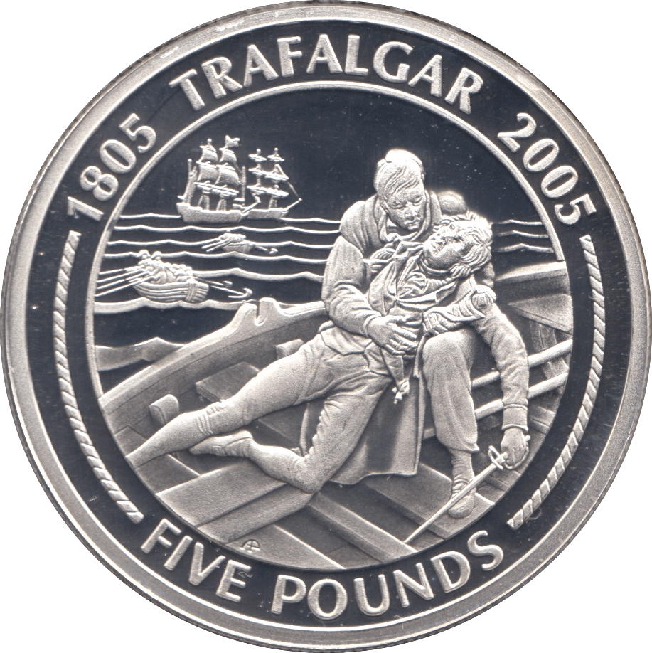 2005 SILVER PROOF FIVE POUNDS GIBRALTAR Ref. 5 - SILVER WORLD COINS - Cambridgeshire Coins