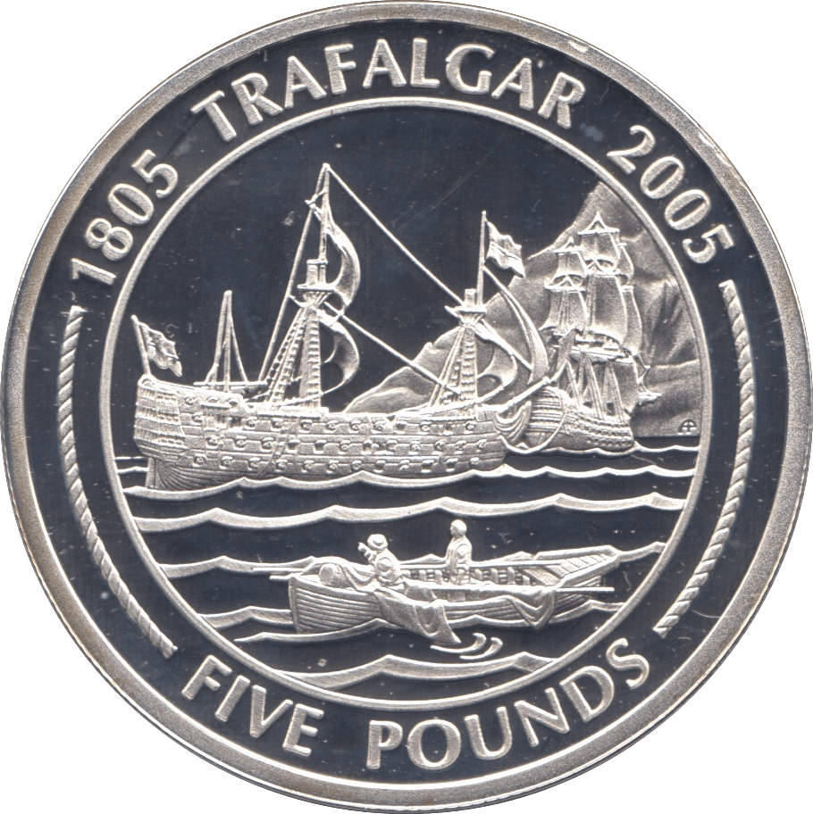 2005 SILVER PROOF FIVE POUNDS GIBRALTAR Ref. 6 - SILVER WORLD COINS - Cambridgeshire Coins
