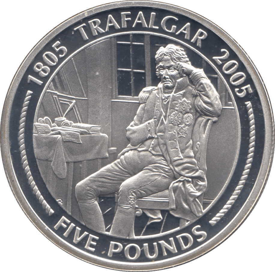 2005 SILVER PROOF FIVE POUNDS GIBRALTAR Ref. 7 - SILVER WORLD COINS - Cambridgeshire Coins