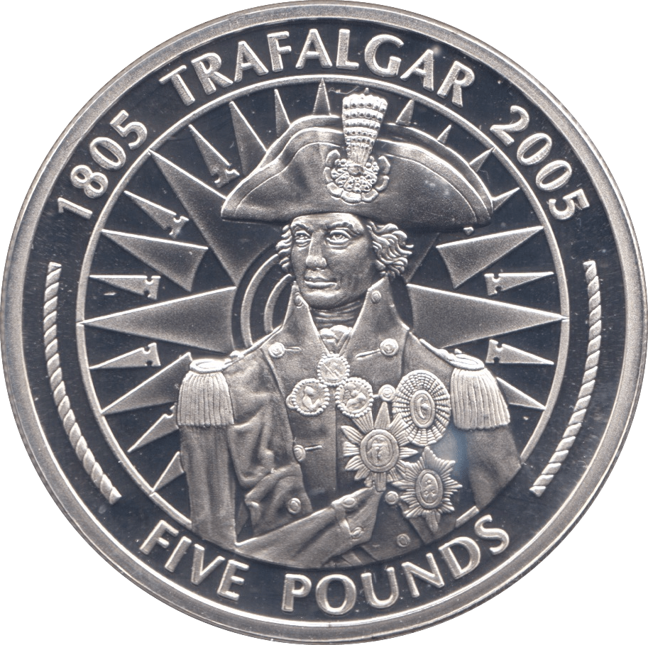 2005 SILVER PROOF FIVE POUNDS GIBRALTAR Ref.10 - SILVER WORLD COINS - Cambridgeshire Coins
