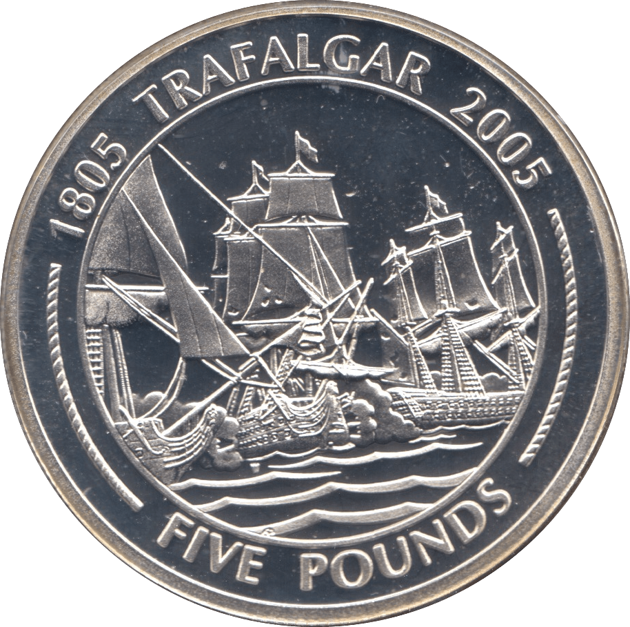 2005 SILVER PROOF FIVE POUNDS GIBRALTAR Ref.12 - SILVER WORLD COINS - Cambridgeshire Coins
