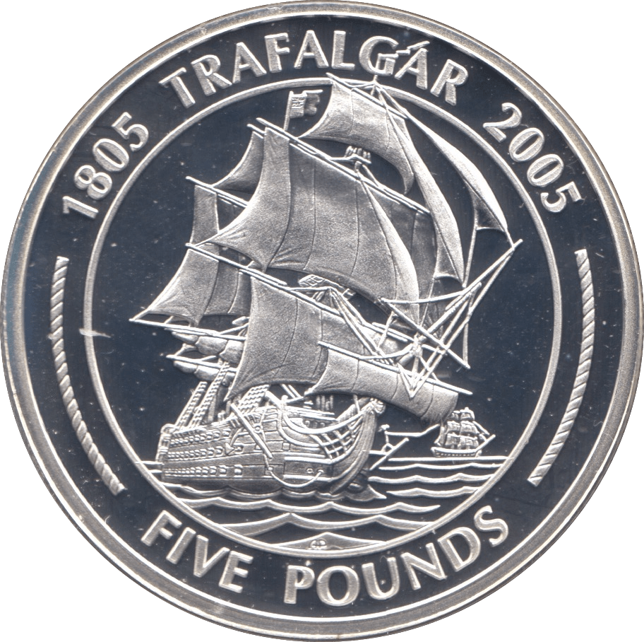 2005 SILVER PROOF FIVE POUNDS GIBRALTAR Ref.13 - SILVER WORLD COINS - Cambridgeshire Coins