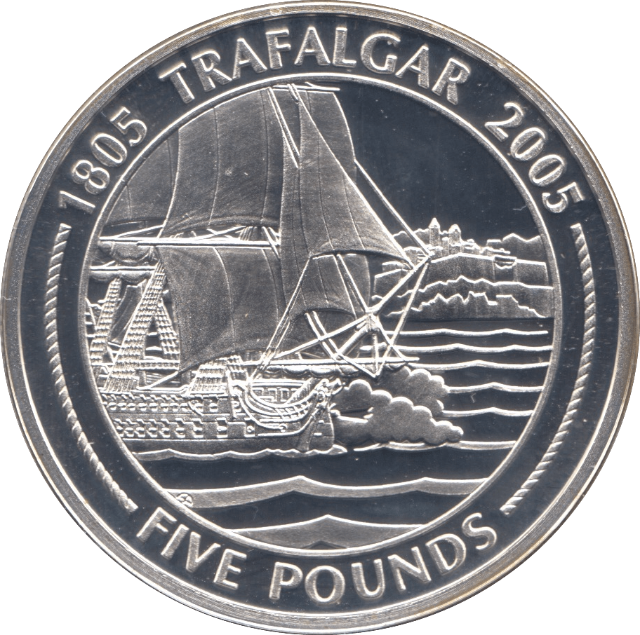 2005 SILVER PROOF FIVE POUNDS GIBRALTAR Ref.18 - SILVER WORLD COINS - Cambridgeshire Coins