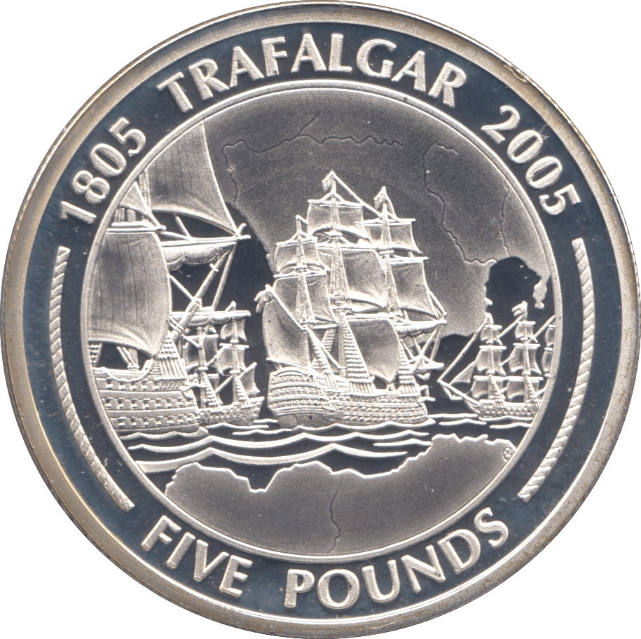 2005 SILVER PROOF FIVE POUNDS GIBRALTAR Ref.19 - SILVER WORLD COINS - Cambridgeshire Coins
