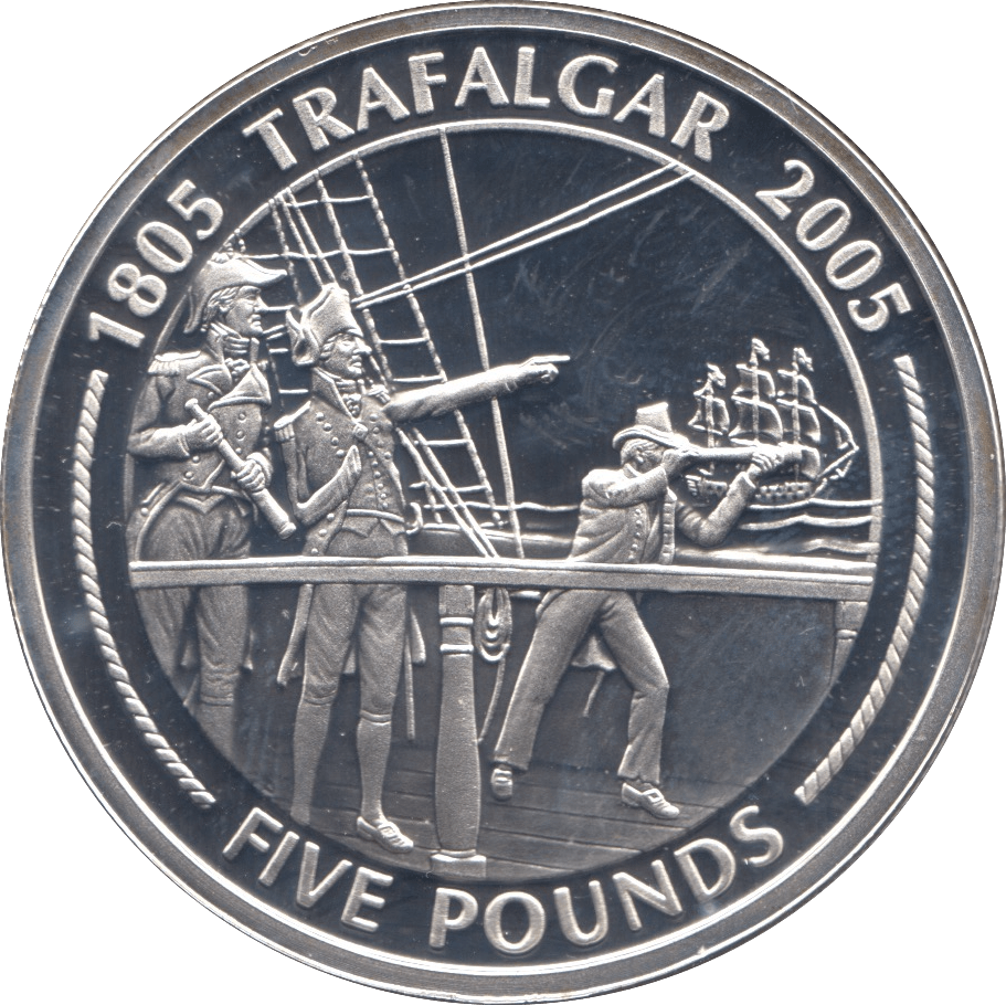 2005 SILVER PROOF FIVE POUNDS GIBRALTAR Ref.20 - SILVER WORLD COINS - Cambridgeshire Coins