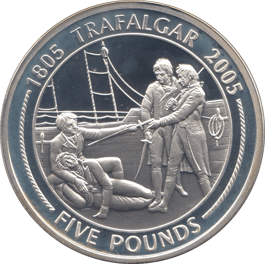 2005 SILVER PROOF FIVE POUNDS GIBRALTAR Ref.21 - SILVER WORLD COINS - Cambridgeshire Coins