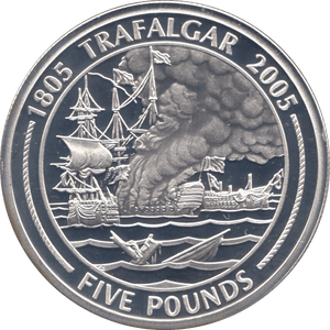 2005 SILVER PROOF FIVE POUNDS GIBRALTAR Ref.22 - SILVER WORLD COINS - Cambridgeshire Coins