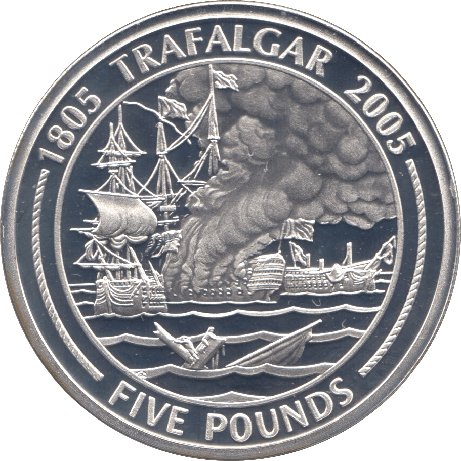 2005 SILVER PROOF FIVE POUNDS GIBRALTAR Ref.22 - SILVER WORLD COINS - Cambridgeshire Coins